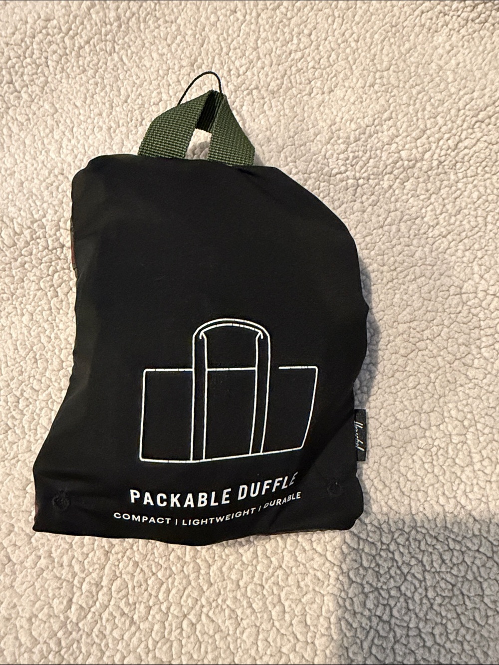 Herschel Supply Company Black Packable Duffel with Green Handle